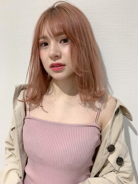 ファースト 仙台店(first) 大人かわいい小顔ミディアム・ベイビーピンク