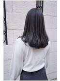 地毛風/アッシュグレージュ/ツヤ感/セミロング/ブリーチなし