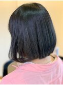 オリーブアッシュ★大人かわいい透明感♪暗髪ストレートボブ