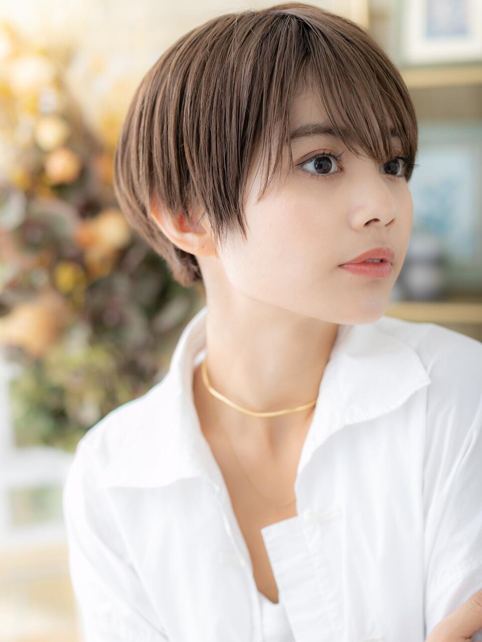 アシンメトリーナチュラルマッシュショートレイヤーショートa