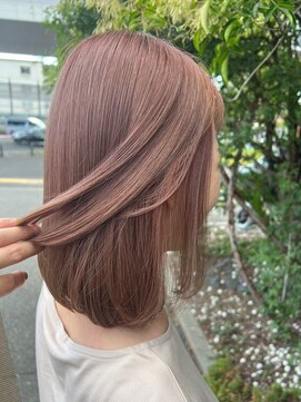 ナカオコアフュール(NAKAO COIFFURE) ピンクベージュ　ミディアムボブ　ストレート