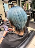 ブリーチ3回～　水色カラー【銀座/ハイトーン/髪質改善】