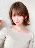 耳かけショートボブ似合わせカット30代40代チェリーブラウン