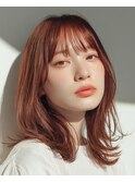 韓国小顔カットアプリコットオレンジハイライトカラーくびれヘア