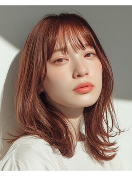 アロマヘアルーム 横浜店(AROMA hair room) 韓国小顔カットアプリコットオレンジハイライトカラーくびれヘア