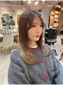 ◎ミディアムレイヤー/ミルクティーベージュ/韓国巻き/顔周り