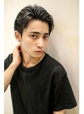 外国人風ハイライト アップバングセンターパート ソフト刈り上げ