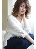 大人可愛い◎20代30代40代前髪パーマグレーベージュ