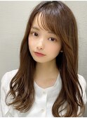 似合わせカットふんわりカール薄めバングのショコラアッシュ新宿
