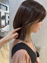 シュリット(schritt)&nbsp;大人かわいいインナーカラーベージュミディアムボブ渋谷mutsuki