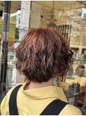 ボブパーマ×こなれオレンジ