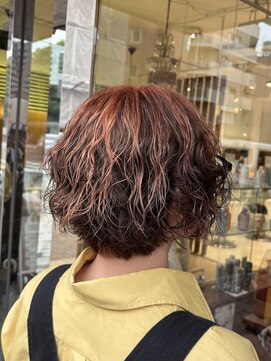 アース 北浦和店(HAIR&MAKE EARTH) ボブパーマ×こなれオレンジ
