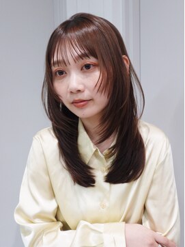 アルバム 銀座(ALBUM GINZA) ロング顔周りレイヤー前髪カットオリーブベージュ_ba553133