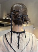 ツイン カチモリ シニヨン ヘアセット ヘアアレンジ 