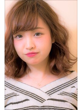 プント ロンボ(Punto Rombo) ピンクベージュ×無造作ウェーブ☆ボブスタイル☆