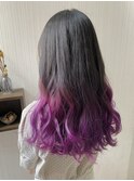 外国人風　ブリーチ　グレージュ　グラデーション　パープル
