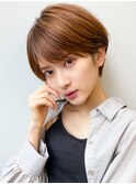 20代30代ミニボブココアブラウン小顔美肌ストレート丸み