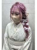 【振袖、袴】リボンてんこ盛り☆サイド編みおろし
