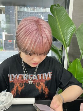 アクション 心斎橋店(ACTION) シースルーマッシュ　エンドカラー　ピンク×黒