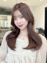 フォンズ(FONS) 学割U24/小顔顔周りカットくびれセミロング透明感ピンクブラウン