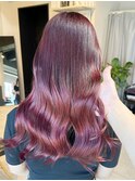 ブリーチなしダブルカラー ワインレッド春先取り KURO