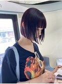 【小倉修也　縮毛矯正かっこいい切りっぱなしボルドーボブ】