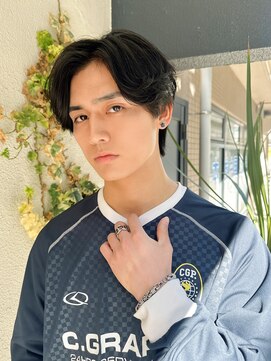 ルービック バランス 天王寺(Rubik's×Balance) 【センターパート×ニュアンスマッシュ】メンズ韓国風スタイル