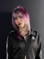 エゴ 池袋(EGO) デザインカラー モーヴピンク 顔周りレイヤー ウルフカット