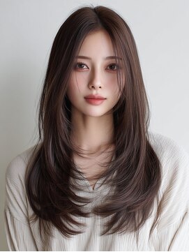 リンク(Link Hair&Spa) イメチェンセミロングレイヤー/ダークアッシュ/前髪サイドバング