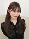 韓国風/シースルー/顔周りレイヤー/透明感アッシュブラウン