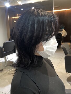 アクアオモテサンドウ(ACQUA omotesando) *個性的モードネオウルフカット!黒髪ミディアムウルフレイヤー