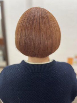 アトリエMAI 北千住 【ダブルカラー】艶ボブ×アプリコットオレンジ#北千住