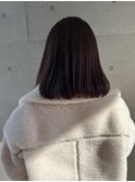 ツヤ髪暗髪ピンクバイオレット暖色系 丸みミディボブ