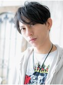 伸ばしかけ斜めバングブラックメンズショートc新所沢