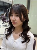 コテ巻き風パーマ韓国風パーマロングパーマ前髪パーマ