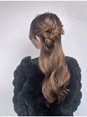 ハーフアップ/編み込み/結婚式/浴衣/ヘアセット/銀座