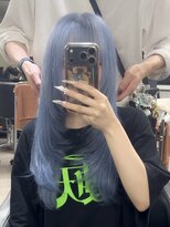 オズ 梅田店(OZ)&nbsp;クリスタルブルー×レイヤーカット/バージンレミーエクステ60枚