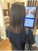 切りっぱなしミディアム　透明感カラー　アッシュカラー