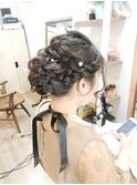 ミディアム編み込みシニヨン　【ヘアアレンジ　立川/立川南口】