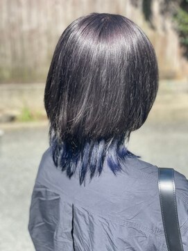 ジウ 上通り(JIU) 大人かわいいブルーインナーカラー＿20代30代人気