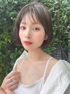 フラッグ ヘアー 天神西通り店(Flag HAIR) 夏シースルーボブ☆ワイドバング☆イルミナカラーグレージュ