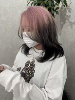 ロウル 渋谷(LOWRL)&nbsp;ピンク×ブラック/ルーツカラー/ケアブリーチ