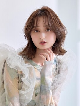 ラフィス ヘアー ピーチ 岡山店(La fith hair peach) 【La fith】ヘーゼルブラウンカラー×ふんわりくびれボブ
