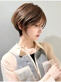 前髪なし小顔ひし形丸み耳掛け大人ショート20代30代40代50代＊