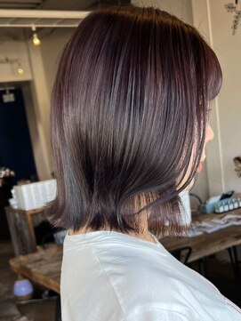 ミルシンク(1005mille cinq) ダークバイオレット/切りっぱなしボブ/艶カラー/愛媛/松山市