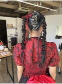 編み下ろしヘアアレンジ