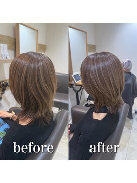 白髪ぼかしハイライトカラー30代40代50代ブルーグレージュ