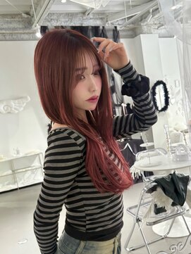 ヘアーグランデシーク(Hair Grande Seeek) ピンクブラウンハッシュカット　エクステスタイル