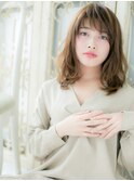 大人ガーリー春カラーゆるふわウェーブロブa小山20代30代40代
