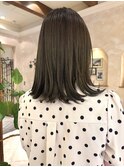 ★艶髪/ロブオリーブグレージュ/髪質改善/縮毛矯正/切りっぱなし